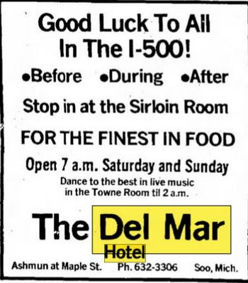 Del Mar Hotel - Feb 1974 Ad (newer photo)